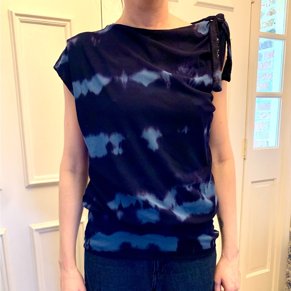 Sweet Pea Asymmetrical Blue Sleeveless Top